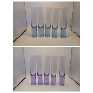 Neodymium Murano Glass Shot Glass 5 pc Controlled Bubble Sergio Asti wisteria